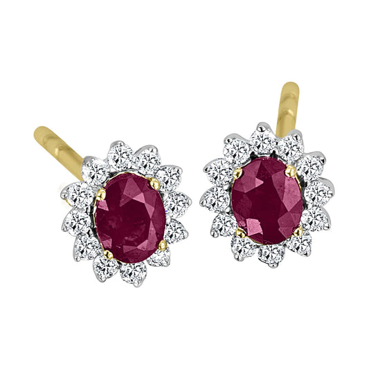 One Element 0,16 ct Brillant Diamant Rubin Ohrringe  Ohrstecker aus 585 Gelbgold