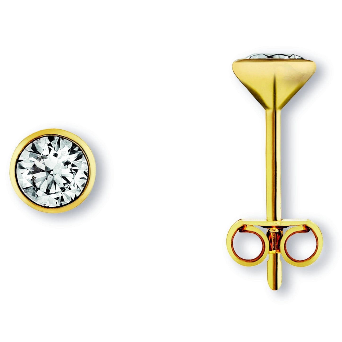 Zirkonia Zarge Ohrringe   Ohrstecker aus 333 Gelbgold
