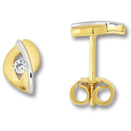 One Element  Zirkonia Ohrringe  Ohrstecker aus 333 Gelbgold