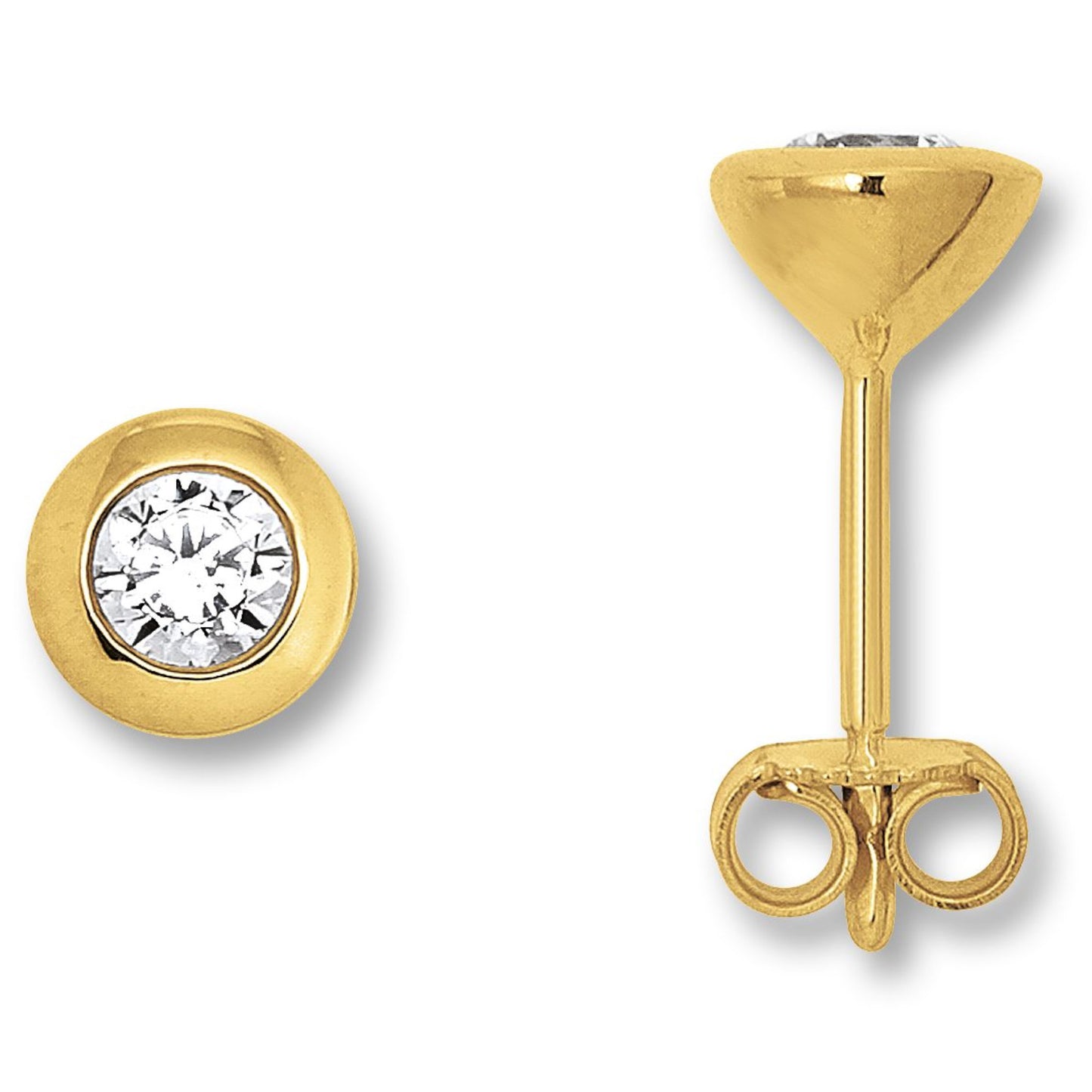 Zirkonia Zarge Ohrringe   Ohrstecker aus 333 Gelbgold