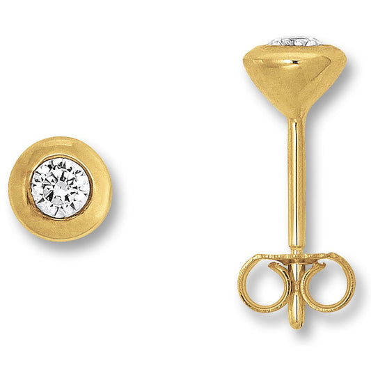 Zirkonia Zarge Ohrringe   Ohrstecker aus 333 Gelbgold
