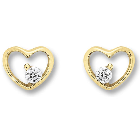 Zirkonia Herz Ohrringe   Ohrstecker aus 333 Gelbgold