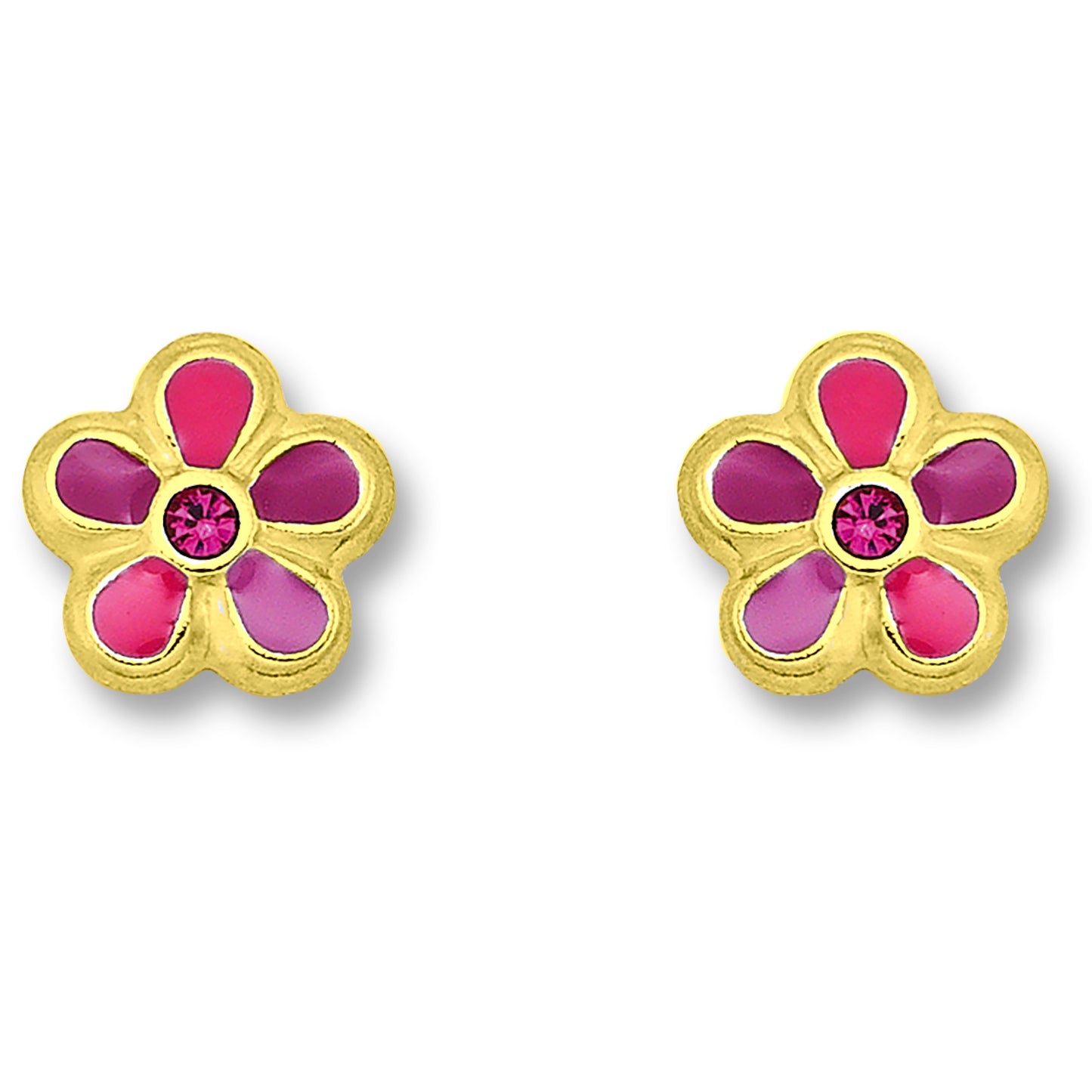 Zirkonia Blume Ohrringe   Ohrstecker aus 333 Gelbgold