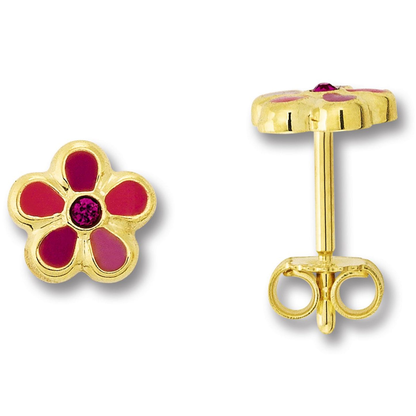 Zirkonia Blume Ohrringe   Ohrstecker aus 333 Gelbgold