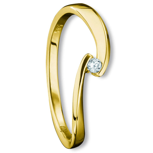 0.04 ct  Diamant Brillant Ring aus 585 Gelbgold