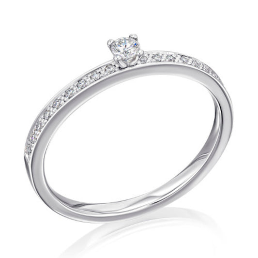 0,15 ct  Diamant Brillant Memoire mit Center Ring aus 585 Weißgold