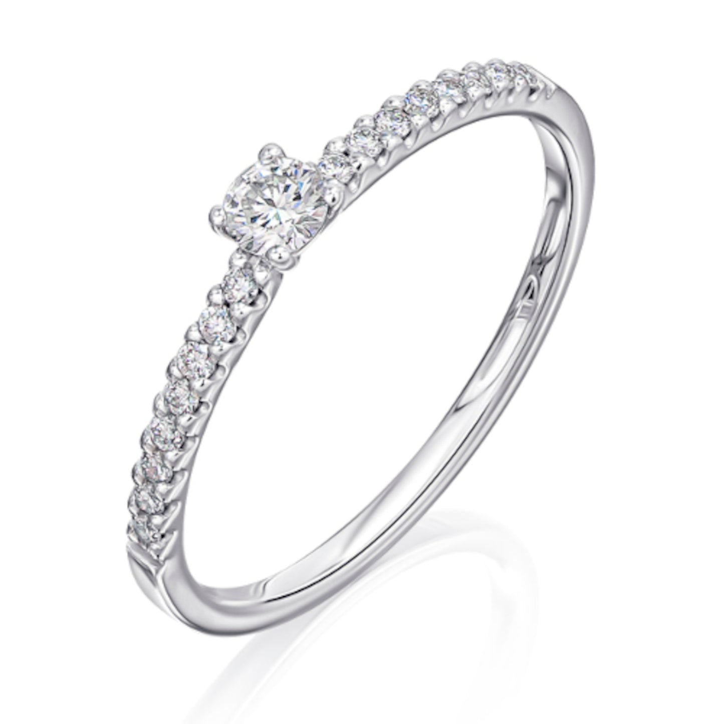 0,25 ct  Diamant Brillant Memoire mit Center Ring aus 585 Weißgold