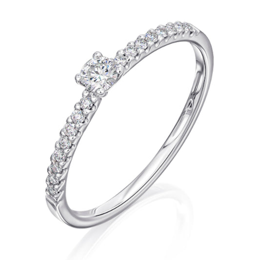 0,25 ct  Diamant Brillant Memoire mit Center Ring aus 585 Weißgold