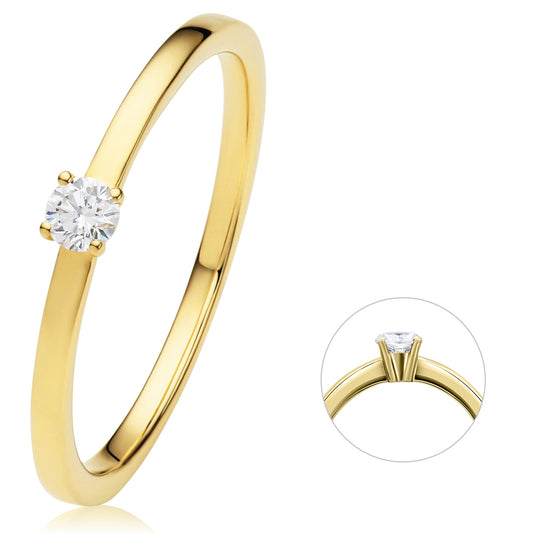 0.1 ct  Diamant Brillant Ring aus 750 Gelbgold