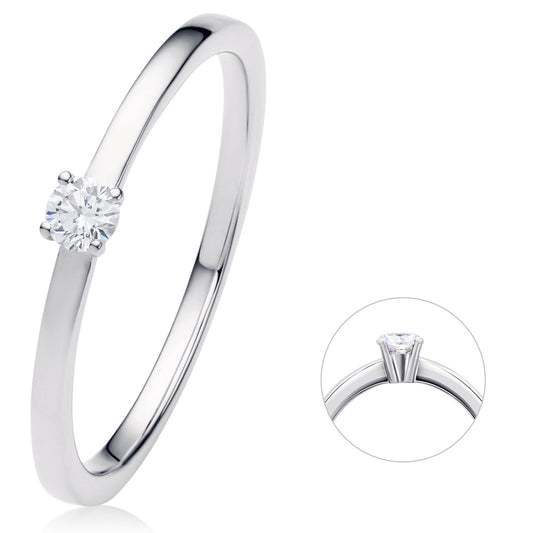 0.1 ct  Diamant Brillant Ring aus 750 Weißgold