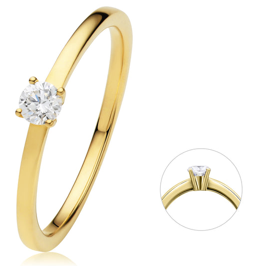 0.15 ct  Diamant Brillant Ring aus 750 Gelbgold