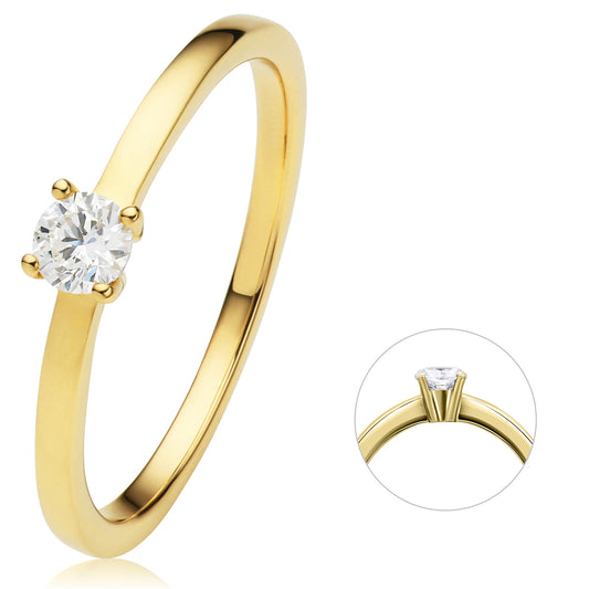 0.2 ct  Diamant Brillant Ring aus 750 Gelbgold