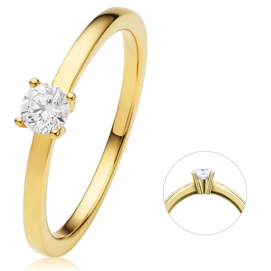 0.25 ct  Diamant Brillant Ring aus 750 Gelbgold