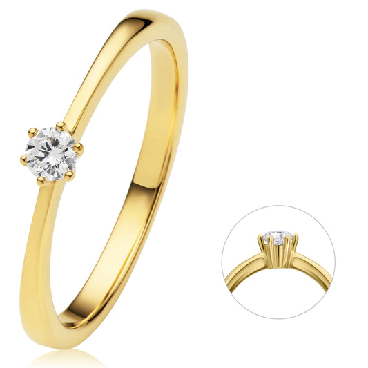 0.1 ct  Diamant Brillant Ring aus 750 Gelbgold