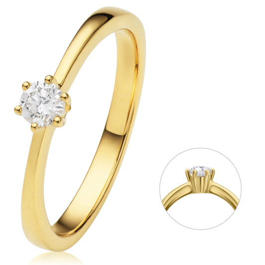 0.15 ct  Diamant Brillant Ring aus 750 Gelbgold