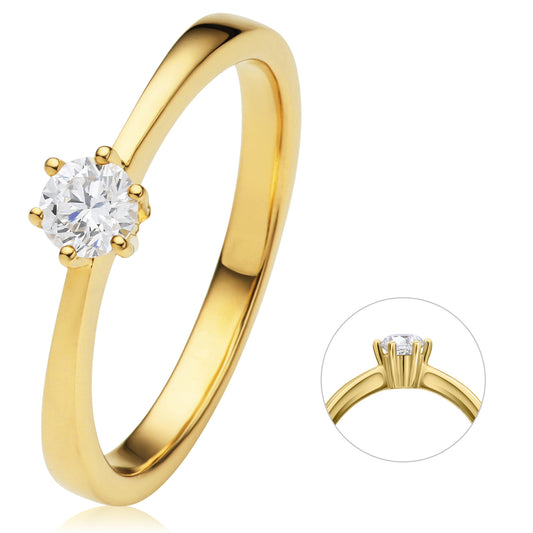0.2 ct  Diamant Brillant Ring aus 585 Gelbgold