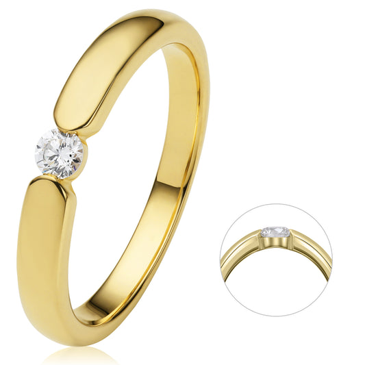 0.13 ct  Diamant Brillant Spannfassung Ring aus 750 Gelbgold