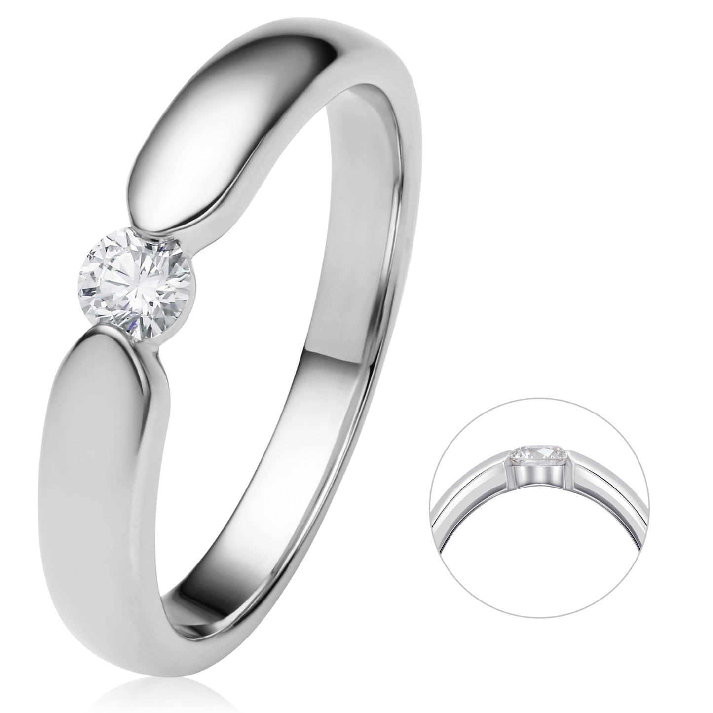 0.17 ct  Diamant Brillant Spannfassung Ring aus 585 Weißgold