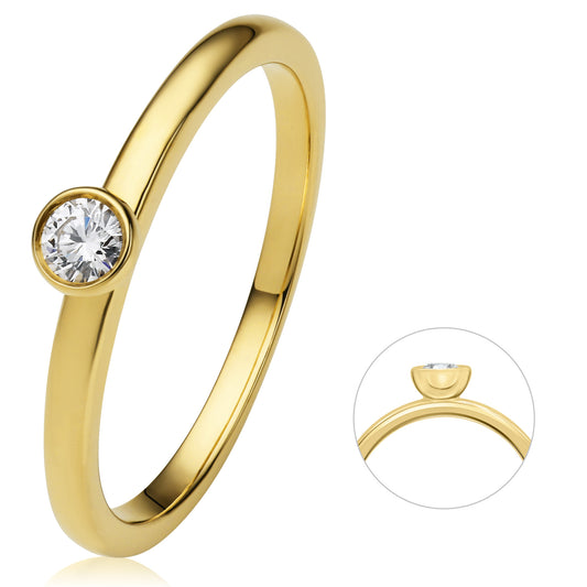 0.1 ct  Diamant Brillant Zarge Ring aus 585 Gelbgold