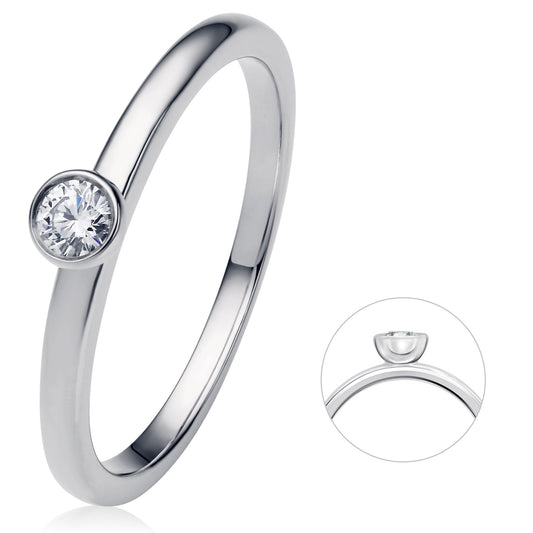 0.1 ct  Diamant Brillant Zarge Ring aus 585 Weißgold