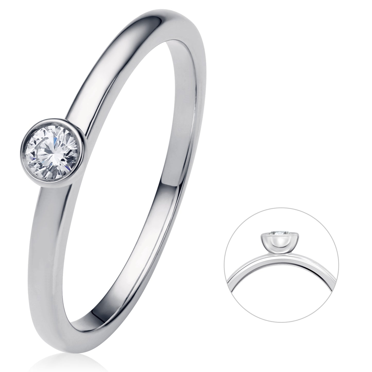 0.1 ct  Diamant Brillant Zarge Ring aus 950 Platin