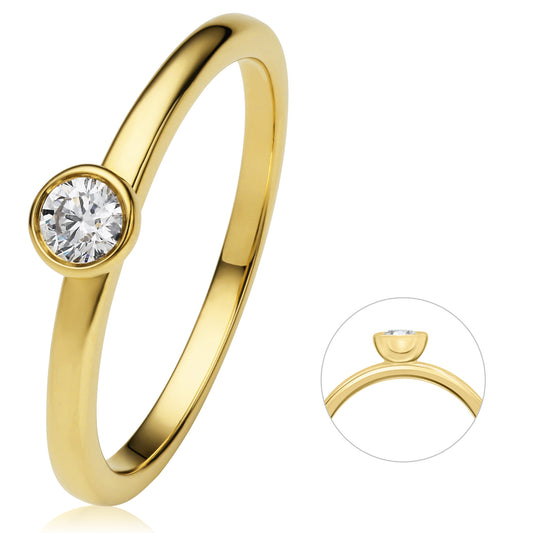 0.15 ct  Diamant Brillant Zarge Ring aus 750 Gelbgold