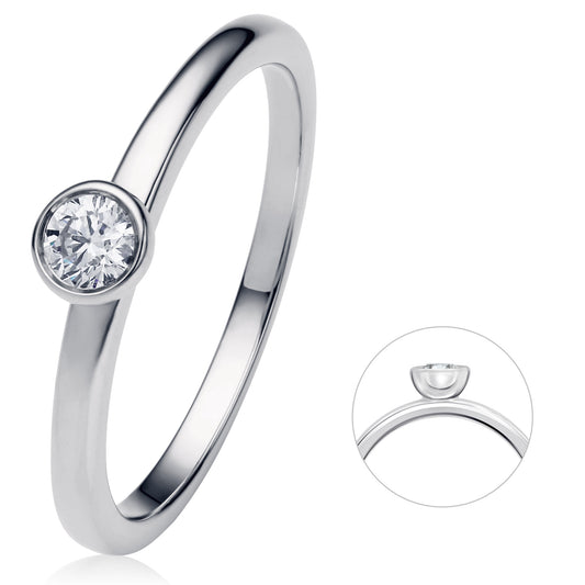 0.15 ct  Diamant Brillant Zarge Ring aus 750 Weißgold