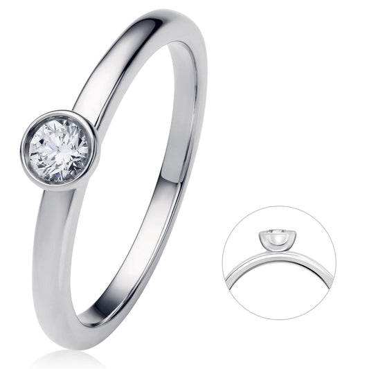 0.2 ct  Diamant Brillant Zarge Ring aus 750 Weißgold
