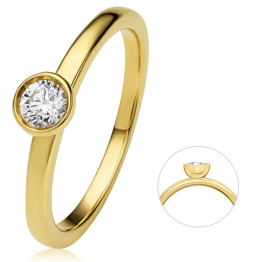 0.25 ct  Diamant Brillant Zarge Ring aus 585 Gelbgold