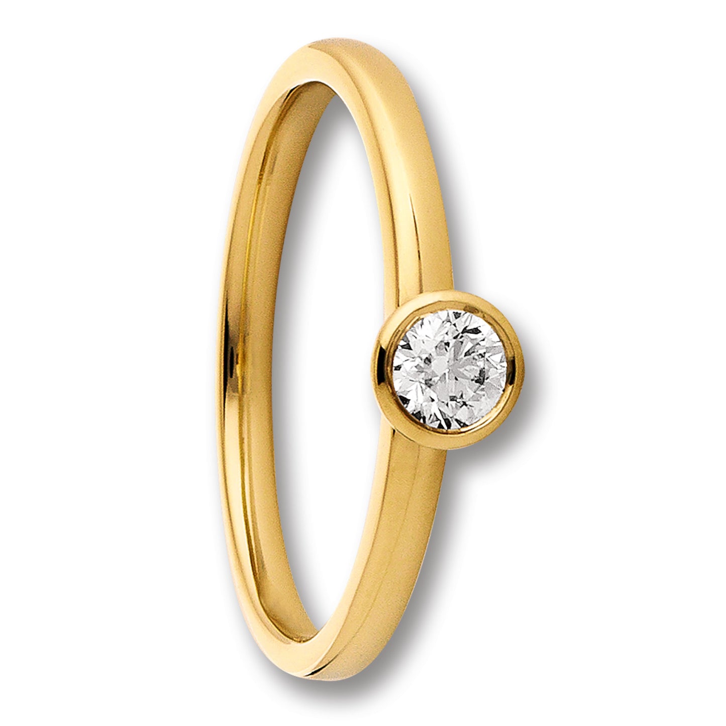 0.25 ct  Diamant Brillant Zarge Ring aus 750 Gelbgold