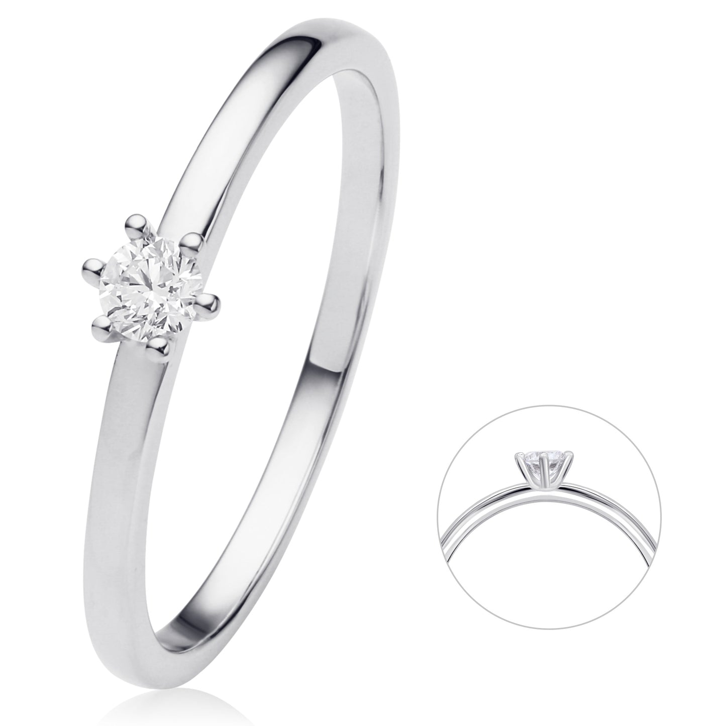 0.1 ct  Diamant Brillant Ring aus 585 Weißgold