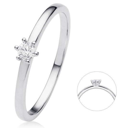 0.1 ct  Diamant Brillant Ring aus 750 Weißgold