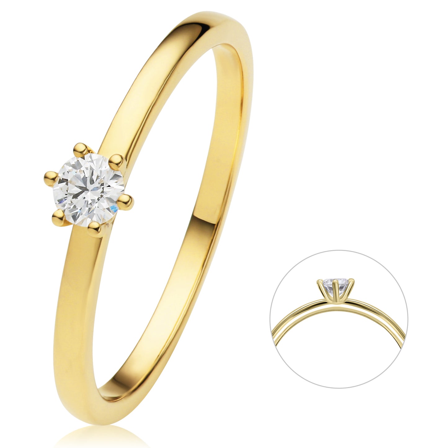0.15 ct  Diamant Brillant Ring aus 585 Gelbgold