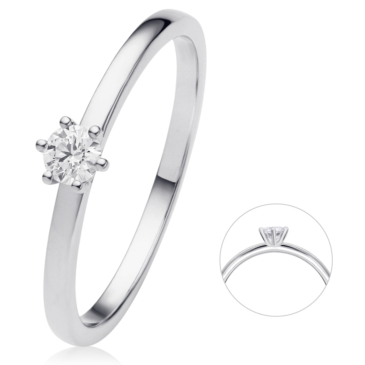 0.15 ct  Diamant Brillant Ring aus 750 Weißgold