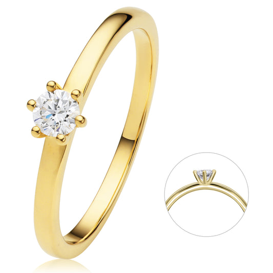 0.2 ct  Diamant Brillant Ring aus 750 Gelbgold