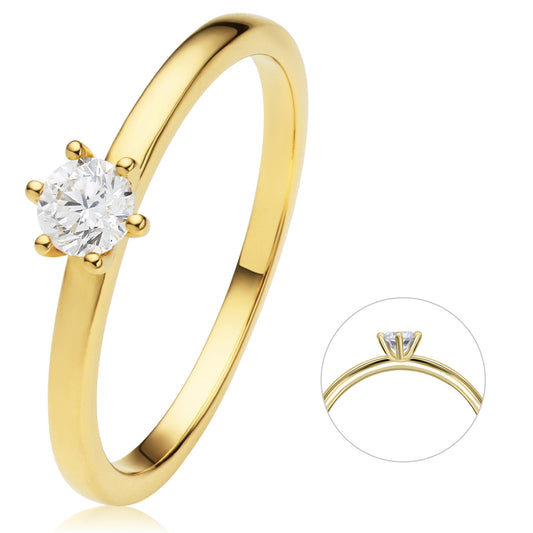0.25 ct  Diamant Brillant Ring aus 750 Gelbgold