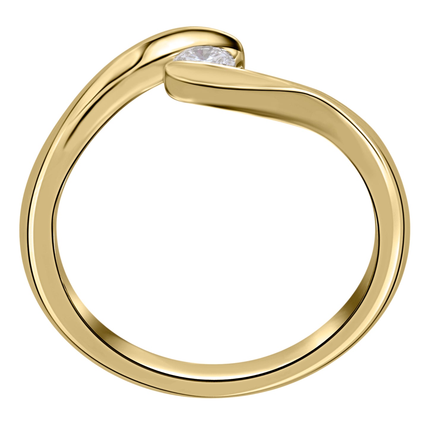 0,10 ct  Diamant Brillant Spannfassung Ring aus 585 Gelbgold