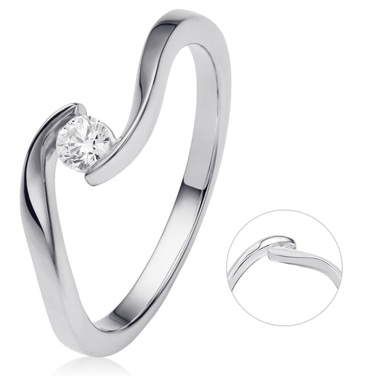 0,10 ct  Diamant Brillant Spannfassung Ring aus 750 Weißgold
