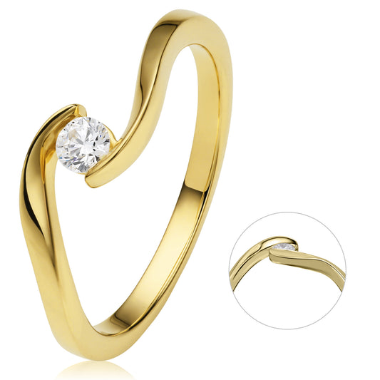 0,15 ct  Diamant Brillant Spannfassung Ring aus 750 Gelbgold