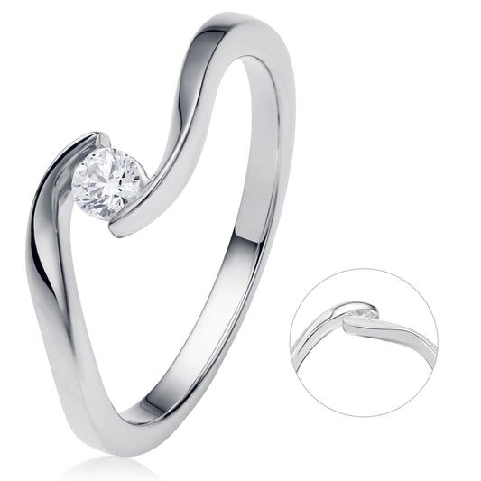 0,15 ct  Diamant Brillant Spannfassung Ring aus 585 Weißgold