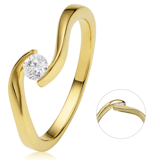 0,20 ct  Diamant Brillant Spannfassung Ring aus 585 Gelbgold