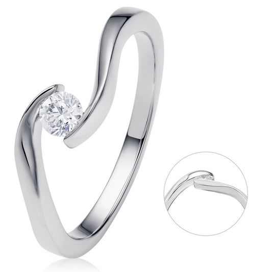 0,20 ct  Diamant Brillant Spannfassung Ring aus 750 Weißgold