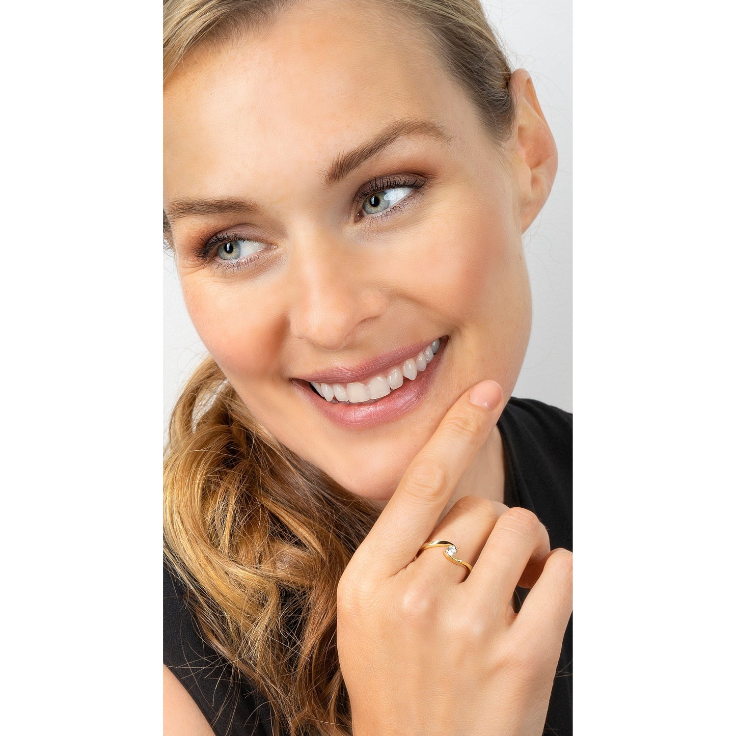 0,25 ct  Diamant Brillant Spannfassung Ring aus 750 Gelbgold