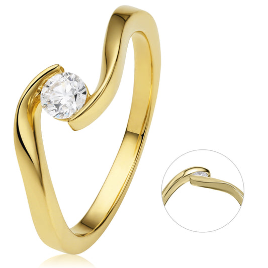 0,25 ct  Diamant Brillant Spannfassung Ring aus 585 Gelbgold