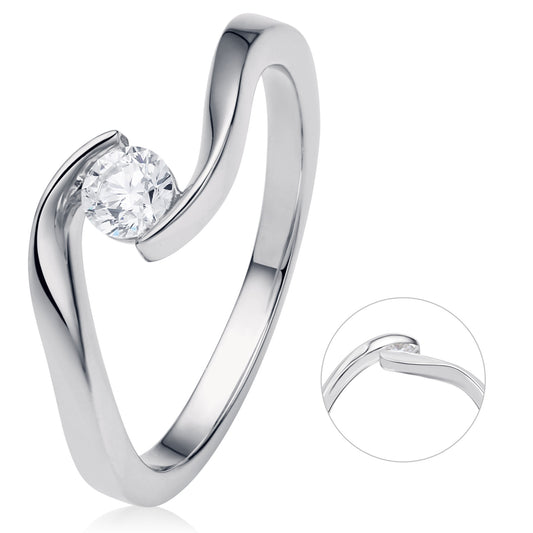 0,25 ct  Diamant Brillant Spannfassung Ring aus 585 Weißgold