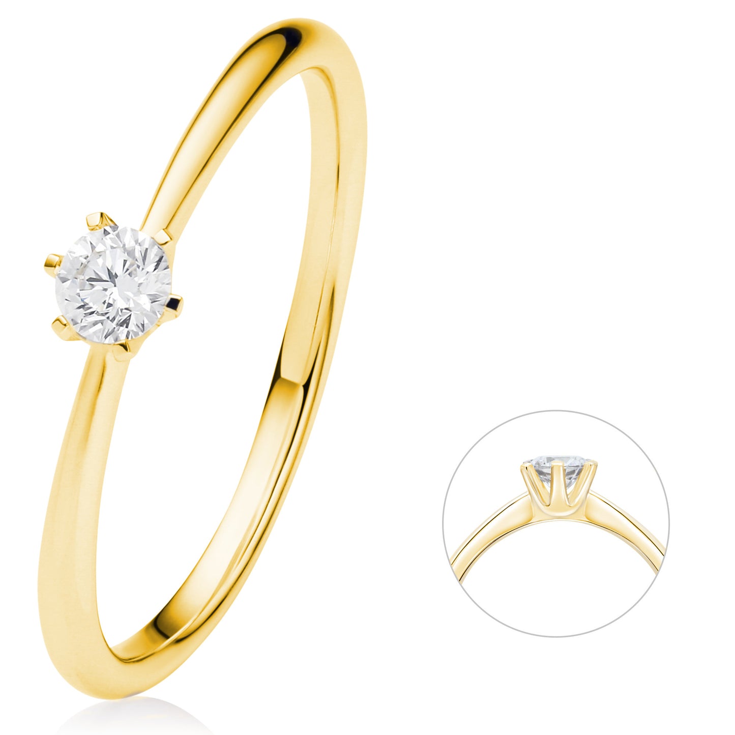 0.15 ct  Diamant Brillant Ring aus 585 Gelbgold