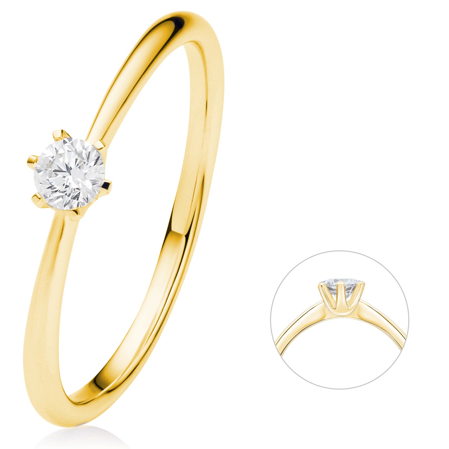0.15 ct  Diamant Brillant Ring aus 750 Gelbgold