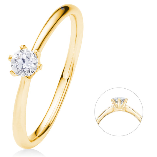 0.2 ct  Diamant Brillant Ring aus 585 Gelbgold
