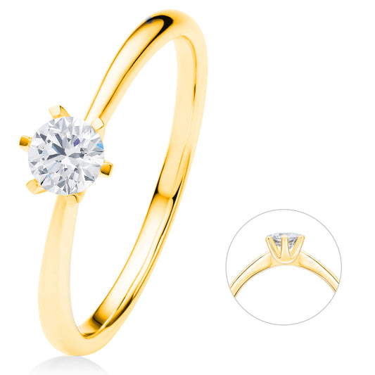 0.25 ct  Diamant Brillant Ring aus 585 Gelbgold