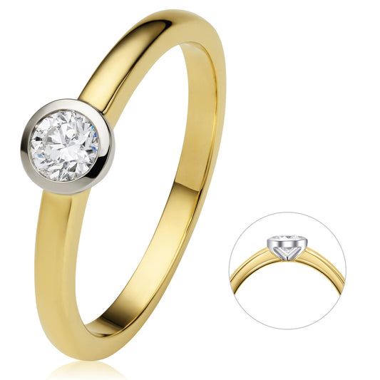 0.2 ct  Diamant Brillant Zarge Ring aus 585 Gelbgold